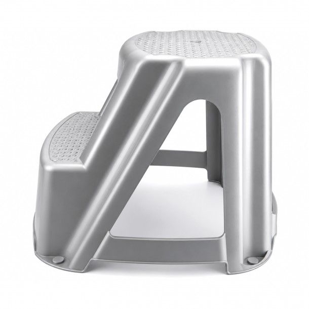 Banco Escadote 2 Degraus Pl�stico 99kg Cinza