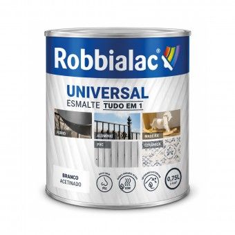 Esmalte Aquoso Acetinado Branco 0,75L Universal Tudo em 1 Robbialac Esmalte Aquoso Acetinado Branco 0,75L Universal Tudo em 1 Robbialac